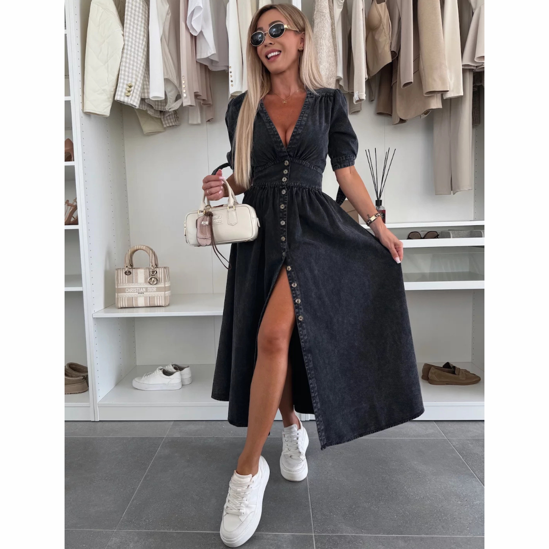 Fryderyka | Elegancka Sukienka z Guzikami