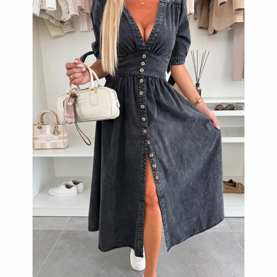 Fryderyka | Elegancka Sukienka z Guzikami