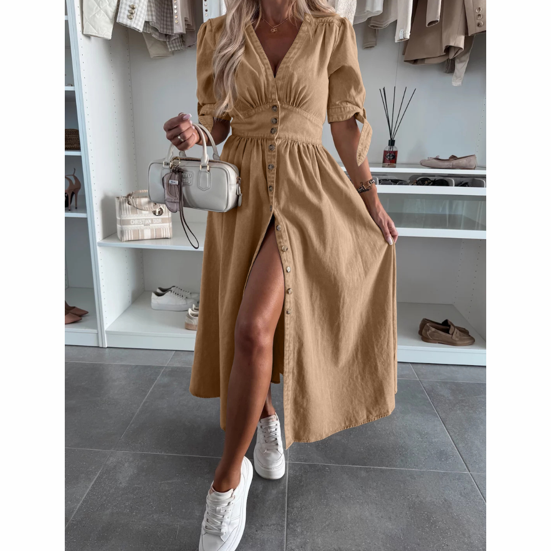 Fryderyka | Elegancka Sukienka z Guzikami