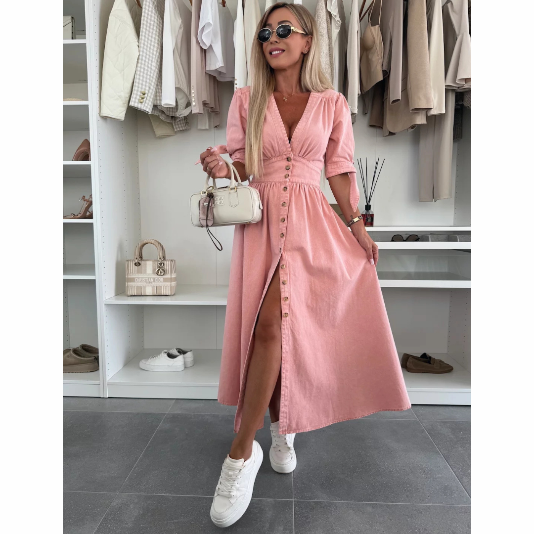 Fryderyka | Elegancka Sukienka z Guzikami
