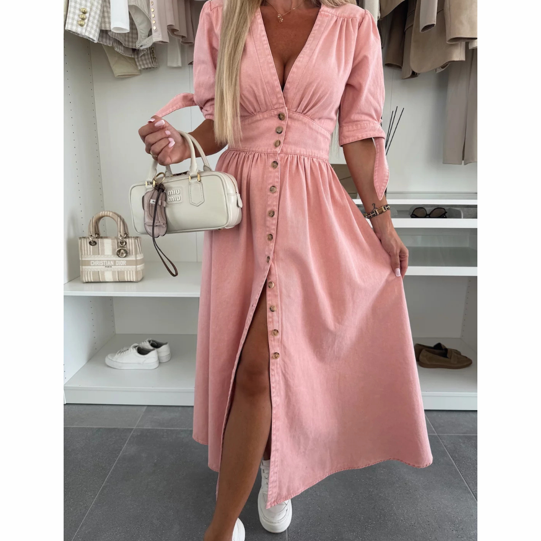 Fryderyka | Elegancka Sukienka z Guzikami