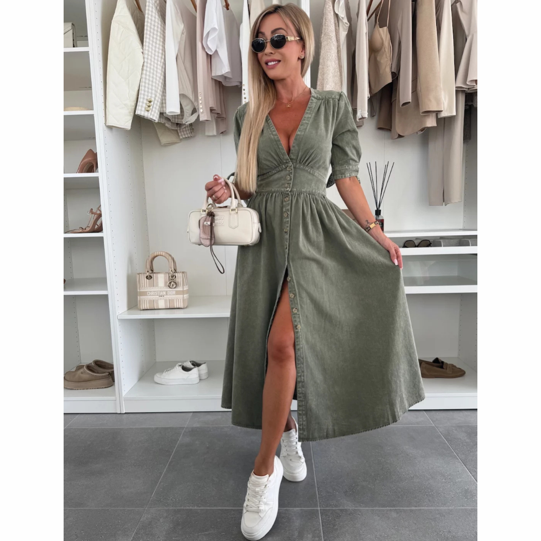 Fryderyka | Elegancka Sukienka z Guzikami