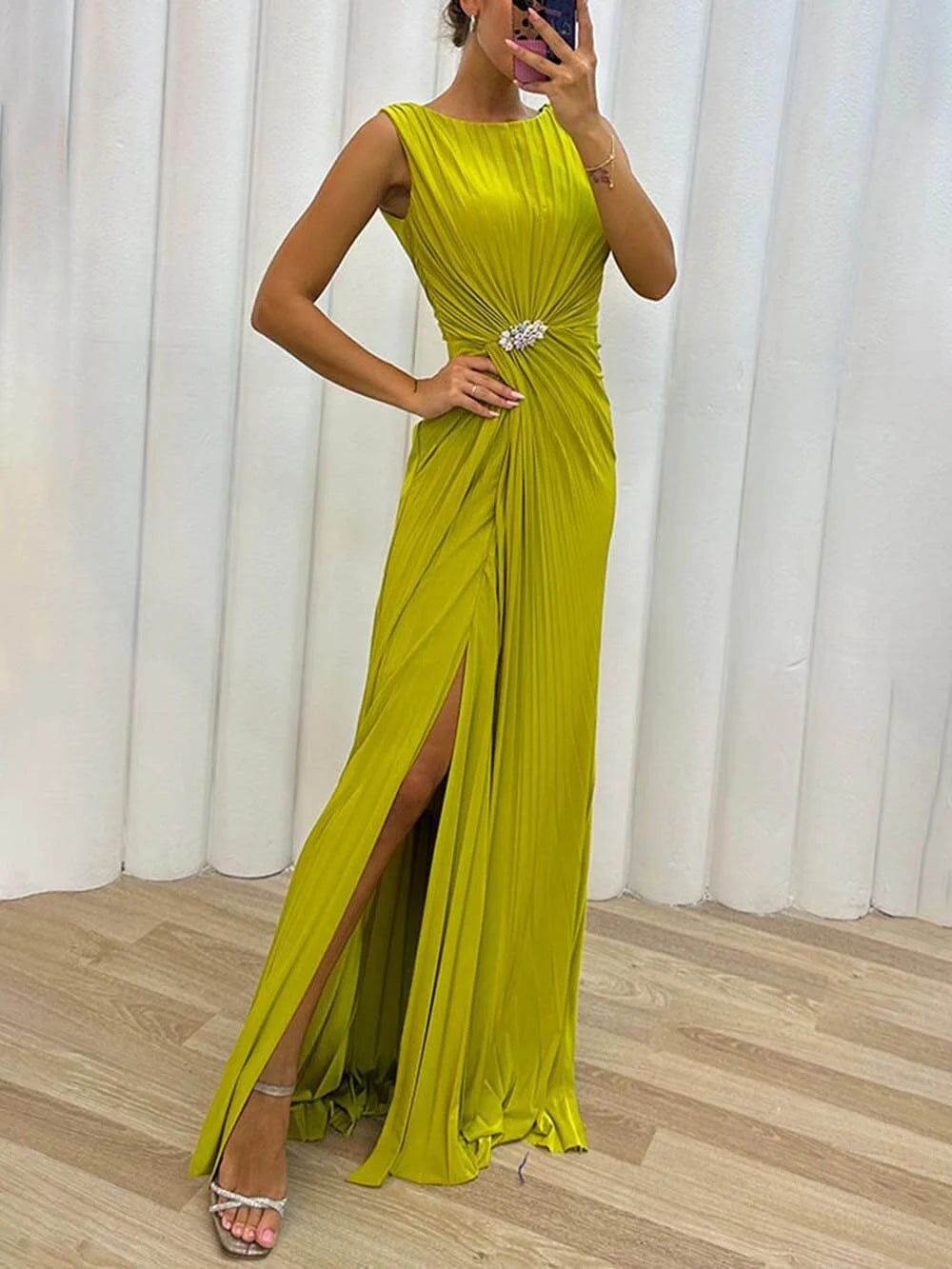 Davina - Maxi Sukienka Wieczorowa z Faldami
