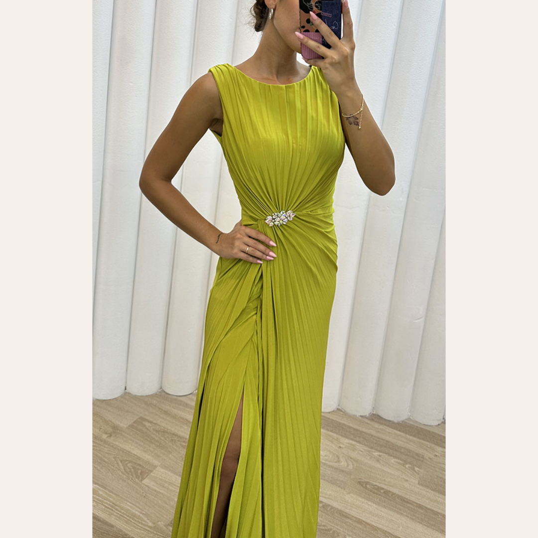 Davina - Maxi Sukienka Wieczorowa z Faldami