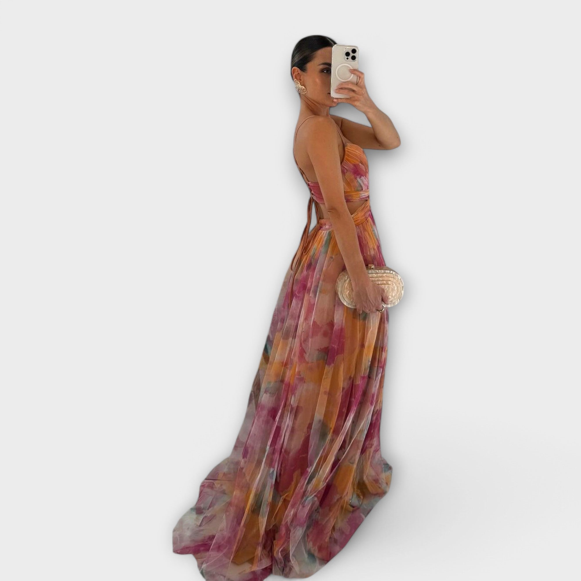 Klara |  Sukienka Maxikleid z siateczki
